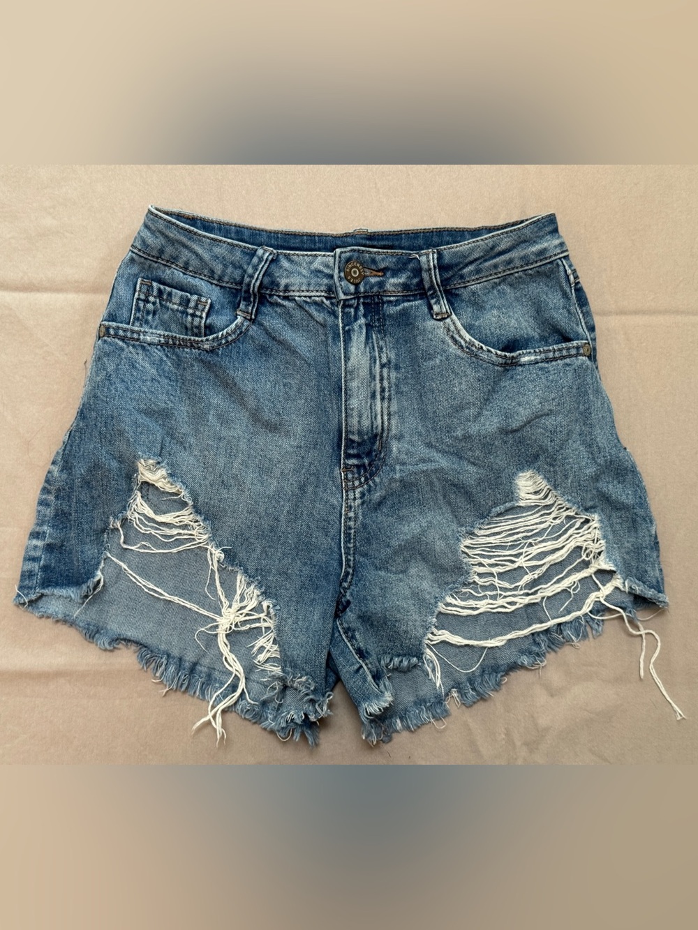 Sincerely Jules Distressed Light Blue Ripped Denim Shorts